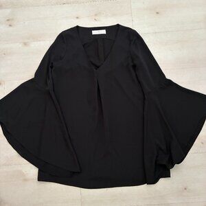 Amanda Uprichard Black Mini Dress with Long Bell Sleeves Size Medium